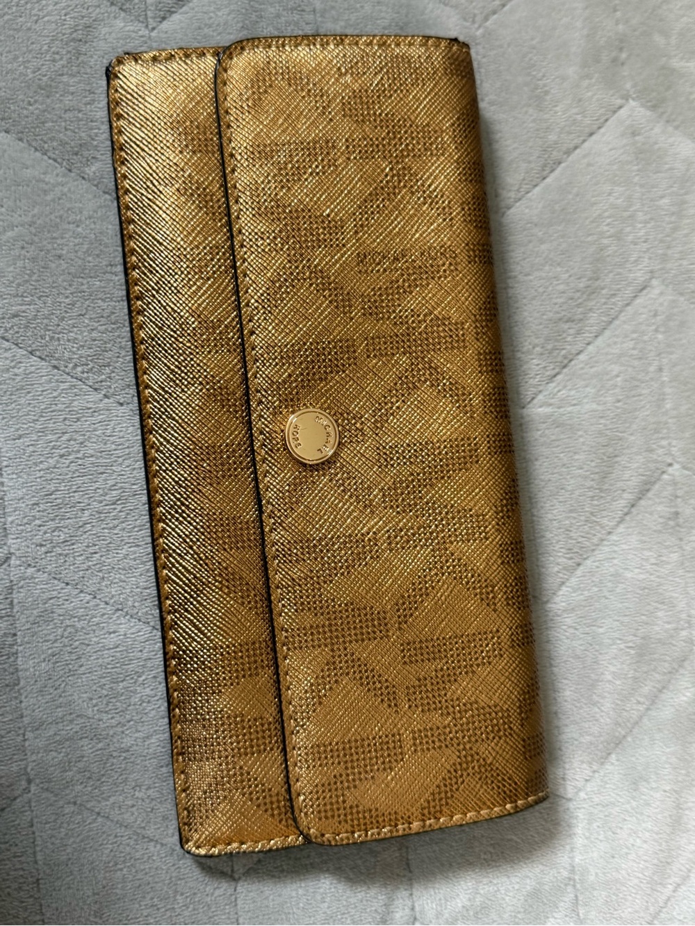 Michael Kors Gold Signature Saffiano Continental Wallet